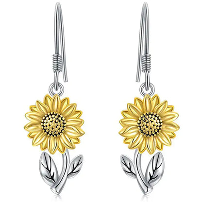 Chic Sunflower Bee Heart Earrings